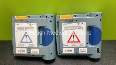 Job Lot Including 1 x Laerdal Heartstart FR2 Defibrillator and 1 x Agilent Heartstart FR2 Defibrillator with 2 x Philips M3863A Batteries (Both with No Power) - 4