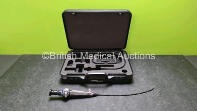 Olympus ENF-P4 Pharyngoscope In Case - Engineers Report : Optical System 0 Broken Fibers , Angulation - No Fault Found, Insertion Tube - No Fault Found , Light Transmission - No Fault Found, Channels - No Fault Found, Leak Check - No Fault Found *SN