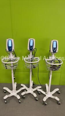 3 x Welch Allyn SPOT Vital Signs Monitors on Stands (All Power Up - 1 x Damaged Rear Mounting Point) *S/N 20107402 / 201017393 / 20103275*