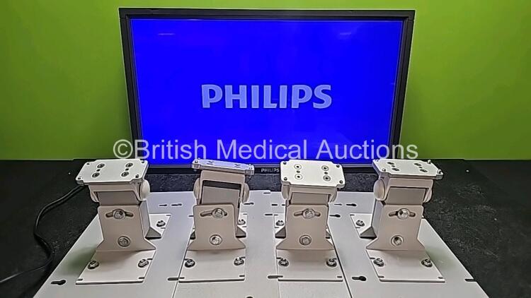 4 x E-Line Display Model - BDL3250EL/00 32 inch Philips Monitors (All Power Up, 1 in Photo - 4 in Total) with 4 x Monitor Mounts