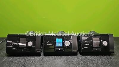 3 x ResMed AirSense 10 Autoset CPAP Units (All Power Up with Stock Power Supply - Stock Power Supply Not Included, 1 x Missing Cover and 2 x Missing Humidifier Chambers - See Photos)