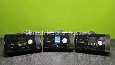 3 x ResMed AirSense 10 Autoset CPAP Units (All Power Up with Stock Power Supply - Stock Power Supply Not Included, 1 x Missing Covers and 2 x Missing Humidifier Chambers - See Photos)