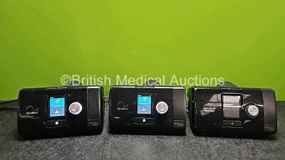 3 x ResMed AirSense 10 Autoset CPAP Units with 2 x Power Supplies (All Power Up and 1 x Missing Cover - See Photo) *SN 23171406246 / 23203473580 / 23171334549*