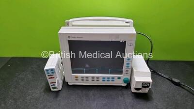 Datex-Ohmeda S/5 Compact Anaesthesia Type F-CM1 04 Monitor (Powers Up, Damage to Casing - See Photo) with GE Type E-CAi0 Gas Module with D-Fend Water Trap and GE Type E-PSMP-01 Multiparameter Module with ECG, SpO2, T1, T2, P1, P2 and NIBP Options