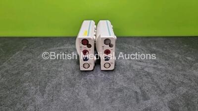 2 x Philips M3001A Modules Opt A01C06 Including ECG, SpO2, NBP, Press and Temp Options (1 x Missing Press and Temp Options)