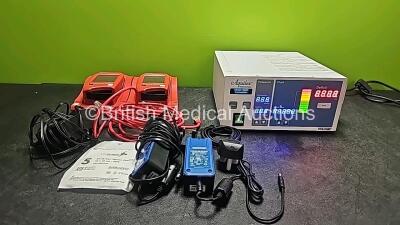 Mixed Lot Including 2 x HemoCue Glucose 201 DM analyzers (Both Power Up) with 2 x HemoCue Primary Docking Stations and 2 x Power Supplies, 1 x Hologic Aquilex Fluid Control System (Powers Up) and 2 x Mascot Type 37211-24 Power Supply Adapters *SN 19447220