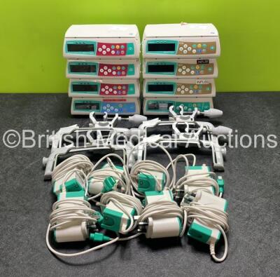 8 x B.Braun Infusomat Space Infusion Pumps (All Power Up) with 4 x Pole Clamps and 8 x Power Supplies (8 x Untested Power Supplies) *SN 457639 / 457331 / 457680 / 457981 / 457632 / 457682 / 457917 / 457923*