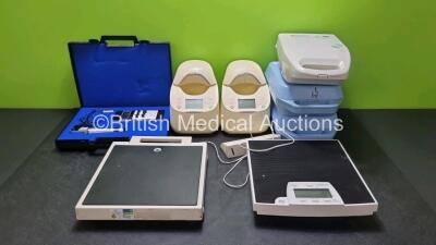 Mixed Lot Including 2 x Medela Calesca Warming / Thawing Devices (Both with Cracked Casing - See Photos) 2 x Medix AC4000 Nebulizers, 1 x Profile Porta-Neb Nebulizer, 1 x GM74-564 Load Indicator Unit in Carry Case and 2 x Marsden Weighing Scales