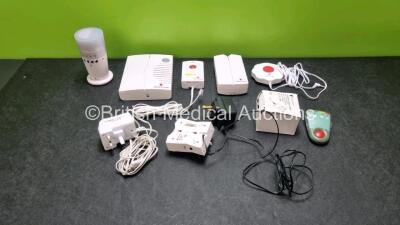 Job Lot of Bellman Vista Accessories Including 1 x Door Transmitter, 1 x Flash Receiver, 1 x Pager, 1 x Bed-Shaker, 1 x Telephone Transmitter, 1 x Portable Receiver and 1 x Charger