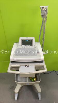 GE MAC3500 ECG Machine on Stand with 10 Lead ECG Leads (Powers Up)