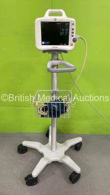 GE Dash 3000 Patient Monitor on Stand with SPO2, Temp/Co, NBP and ECG Options (Powers Up)