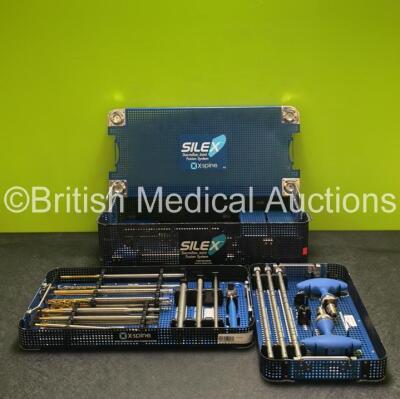 X-Spine Silex Sacroiliac Joint Fusion System Surgical Instrument Set Including Various Drivers, Drills, Taps, Pin Holders and Handles in Tray *Incomplete*