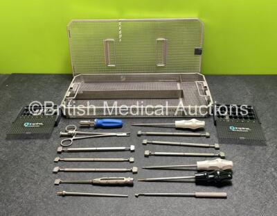 Job Lot of Various Surgical Instruments in Tray and 2 x X-Spine Irix-C Spacer Caddy Trays *Incomplete*