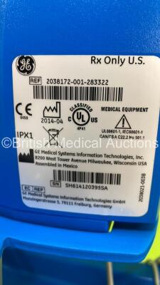 GE Dinamap Carescape V100 Vital Signs Monitor on Stand with SPO2 Finger Sensor and BP Hose (Powers Up) *S/N SH614120395SA* - 3