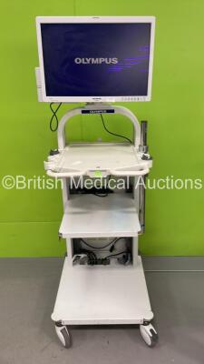 Olympus WM-NP2 Stack Trolley with Olympus OEV261H Monitor (Powers Up) *S/N 7459522*