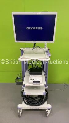 Olympus WM-NP1 Stack Trolley with Olympus OEV261H Monitor and Sony UP-25MD Colour Video Printer (Powers Up) *S/N 7129709*