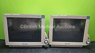 2 x Philips IntelliVue M8007A MP70 Touch Screen Patient Monitors Software Revision G.01.78 / G.01.80 (Both Power Up and 1 x Damaged Casing - See Photo)