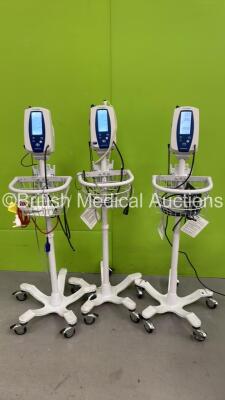 3 x Welch Allyn Spot Vital Signs Monitor on Stands with Power Supplies and Leads (All Power Up) *20128809 / na*