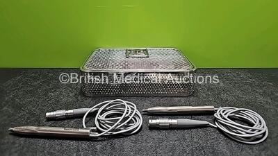 2 x Bausch & Lomb BL3170 Phaco Stellaris Handpieces in Metal Tray 42114/42219 (1 x Damaged Cable - See Photo)