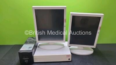 Mixed Lot Including 2 x GE CDA19T Monitors, 1 x GE MP100MD Central Station and 1 x APC Power Supply Unit *SN DTP041G0102 / DTP1G0059 / SMT7501*