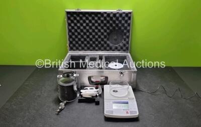 EMS OHAUS Precision Ultrasound Balance Unit (Powers Up, Cracked Glass - See Photo) with Accessories in Carry Case