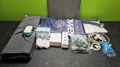 Mixed Lot Including 1 x DeVilbiss Pressure Care Mattress Cover, 1 x Unknown Cushion (See Photo), 1 x Cordless Bed Sensor Pad, 2 x Mattress Hoses, 1 x Smart Dual Recordable Voice with Mattress, 6 x Kynect Personal Lubricants *All Expired*, 1 x Box of Vicry - 2