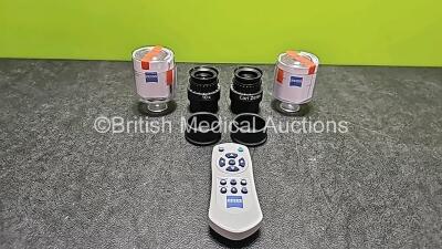 2 x Carl Zeiss 10X Surgical Eyepieces 5559467 Magnetic OPMI Microscope with 1 x Carl Zeiss Remote Controller