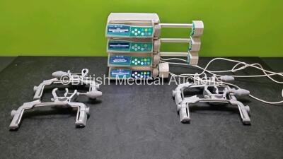 4 x B.Braun Perfusor Space Syringe Pumps (All Power Up) with 4 x Pole Clamps and 4 x Power Supplies *SN 368037 / 386837 / 385934 / 387018*