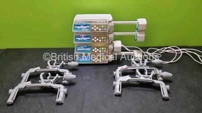 4 x B.Braun Perfusor Space Syringe Pumps (All Power Up) with 4 x Pole Clamps and 4 x Power Supplies *SN 386847 / 376064 / 376811 / 386923*