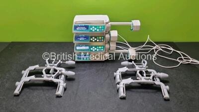 4 x B.Braun Perfusor Space Syringe Pumps (All Power Up) with 4 x Pole Clamps and 4 x Power Supplies *SN 375220 / 375360375392 / 376046*