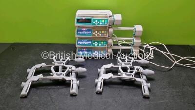 4 x B.Braun Perfusor Space Syringe Pumps (All Power Up) with 4 x Pole Clamps and 4 x Power Supplies *SN 376064 / 375259 / 376065 / 386929*