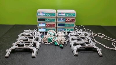 8 x B.Braun Infusomat Space Infusion Pumps (All Power Up 1 x Faulty Screen) with 8 x Pole Clamps and 8 x Power Supplies (4 x Untested Power Supplies) *SN 458054 / 457541 / 457657 / 457587 / 458080 / 457430 / 457962 / 457985*