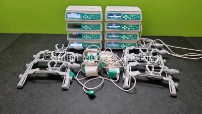 8 x B.Braun Infusomat Space Infusion Pumps (All Power Up) with 8 x Pole Clamps and 8 x Power Supplies (4 x Untested Power Supplies) *SN 457576 / 457236 / 457513 / 457556 / 457534 / 457487 / 457442 / 457577*