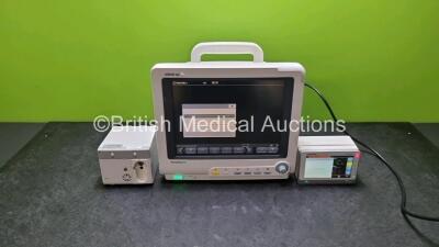 Mindray BeneView T5 Patient Monitor (Powers Up) Including Mindray AG Gas Module and Mindray Beneview T1 Handheld Patient Module (Powers Up) Including, ECG, SpO2, MP1, IBP, NIBP, T1 and T2 Options