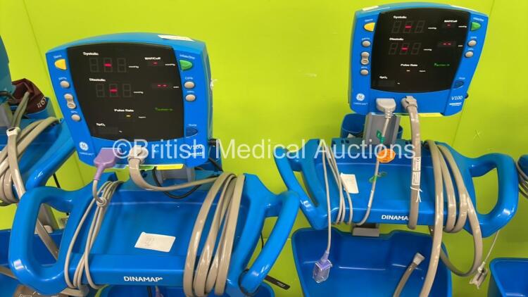 5 x GE Dinamap Carescape V100 Vital Signs Monitors on Stands with ...