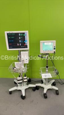 1 x Spacelabs Ultraview SL Monitor on Stand with Power Supply and Ultraview SL2700 Module and 1 x Deltex Medical CardioQ Monitor on Stand (Both Power Up)