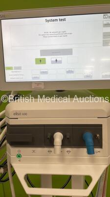 Lowenstein Medical elisa 600 Ventilator Software Version 1.11.0 - Operating Hours 3 on Stand with Hoses (Powers Up) *S/N 06205306* **Mfd 2020** - 3