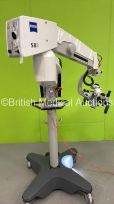 Zeiss OPMI Vario Dual Operated Surgical Microscope with 2 x f170 Binoculars, 2 x 12,5x Eyepieces and 2 x 10 Eyepieces on Zeiss S8 Stand (Powers Up with Good Bulb - Missing Dial - See Pictures) - 12