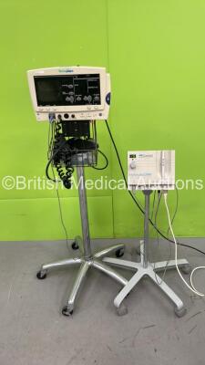 1 x ConMed Hyfrecator 2000 Electrosurgical Unit on Stand (Powers Up) and 1 x Welch Allyn 62000 Monitor on Stand (No Power)