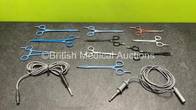 Job Lot Including 10 x Diathermy Forceps / Instruments and 2 x Diathermy / Electrosurgical Cables