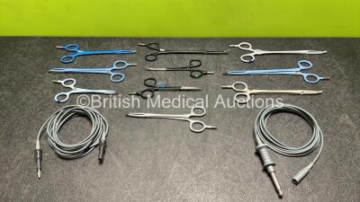 Job Lot Including 10 x Diathermy Forceps / Instruments and 2 x Diathermy / Electrosurgical Cables