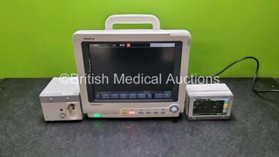 Mindray BeneView T5 Patient Monitor (Powers Up, Slight Damage to Casing - See Photo) Including Mindray AG Gas Module and Mindray Beneview T1 Handheld Patient Module (Powers Up) Including, ECG, SpO2, MP1, IBP, NIBP, T1 and T2 Options