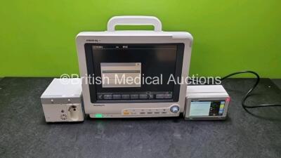 Mindray BeneView T5 Patient Monitor (Powers Up) Including Mindray AG Gas Module and Mindray Beneview T1 Handheld Patient Module (Powers Up) Including, ECG, SpO2, MP1, IBP, NIBP, T1 and T2 Options