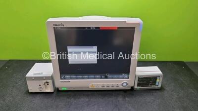 Mindray BeneView T8 Patient Monitor (Powers Up) Including Mindray AG Gas Module and Mindray Beneview T1 Handheld Patient Module (Powers Up) Including, ECG, SpO2, MP1, IBP, NIBP, T1 and T2 Options