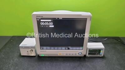 Mindray BeneView T8 Patient Monitor (Powers Up) Including Mindray AG Gas Module and Mindray Beneview T1 Handheld Patient Module (Powers Up) Including, ECG, SpO2, MP1, IBP, NIBP, T1 and T2 Options