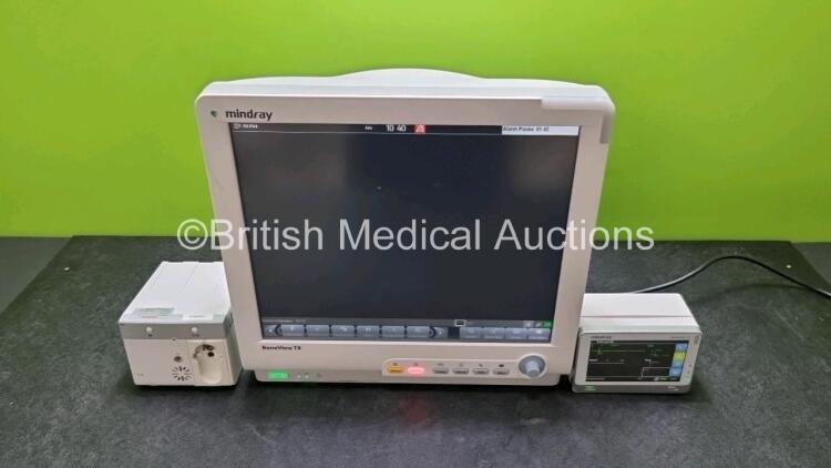 Mindray BeneView T8 Patient Monitor (Powers Up) Including Mindray AG Gas Module and Mindray Beneview T1 Handheld Patient Module (Powers Up) Including, ECG, SpO2, MP1, IBP, NIBP, T1 and T2 Options