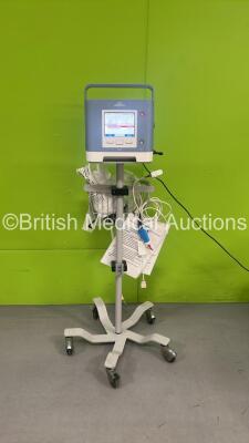 Philip Respironics Trilogy 202 Ventilator on Stand Software Version 14.2.05 with Hose (Powers Up with Some Casing Damage - See Photos) *S/N TV01409100F*