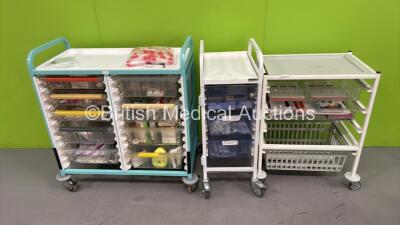 3 x Mobile Storage Trolleys with Various Consumables