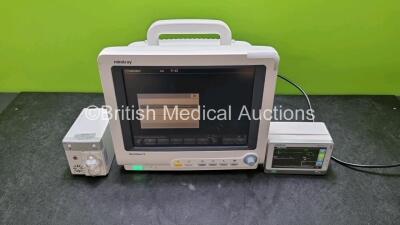 Mindray BeneView T5 Patient Monitor (Powers Up Light Scratches on Screen) Including Mindray CO2 Gas Module with Water Trap and Mindray Beneview T1 Handheld Patient Module (Powers Up) Including, ECG, SpO2, MP1, IBP, NIBP, T1 and T2 Options