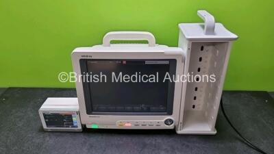 Mindray BeneView T5 Patient Monitor (Powers Up, Missing Dial) Including Mindray Beneview T1 Handheld Patient Module (Powers Up) Including, ECG, SpO2, MP1, IBP, NIBP, T1 and T2 Options and BeneView SMR Module Rack